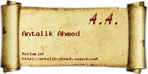 Antalik Ahmed névjegykártya